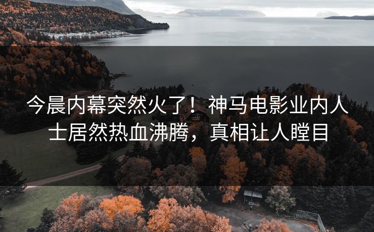 今晨内幕突然火了！神马电影业内人士居然热血沸腾，真相让人瞠目