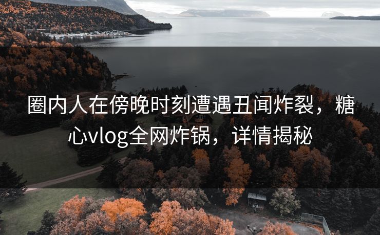 圈内人在傍晚时刻遭遇丑闻炸裂，糖心vlog全网炸锅，详情揭秘