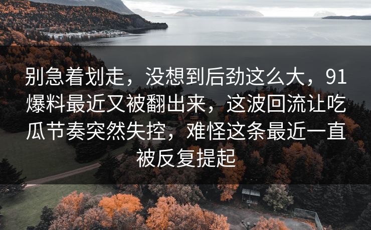 别急着划走，没想到后劲这么大，91爆料最近又被翻出来，这波回流让吃瓜节奏突然失控，难怪这条最近一直被反复提起